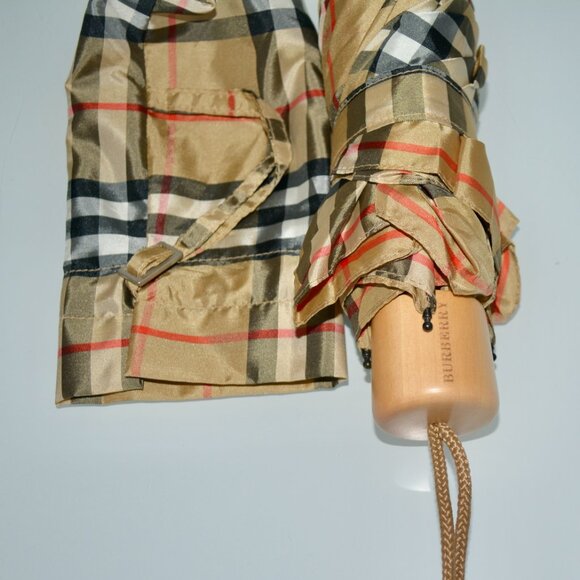 NWT BURBERRY CHECK LOGO COMPACT UMBRELLA - Picture 3 of 7